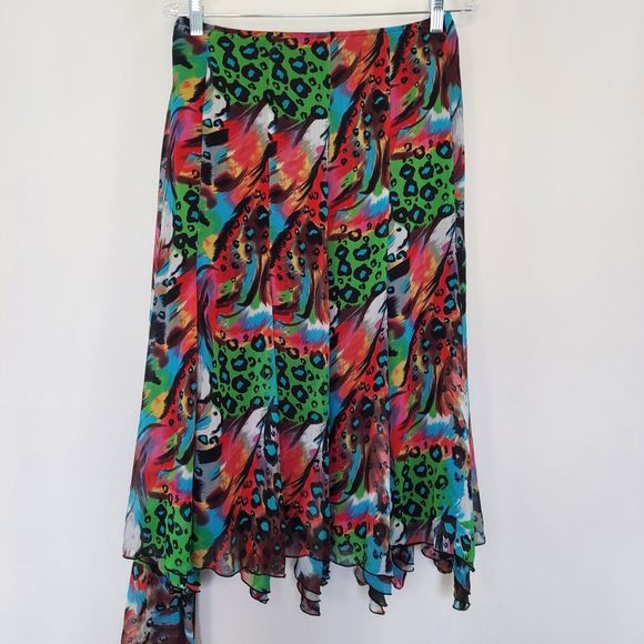 Linea Domani Colorful Handkerchief Skirt Size 14 Tie Front Animal Print Floral - Picture 6 of 11